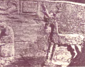 Монументальные скульптуры из пещеры Буши Винницкой области. Фигура жреца, а также символические изображения восточных этрусков — Олень и Петух.