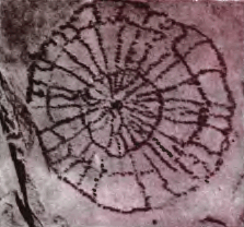 Изображение 16 падающих звезд в календаре индейского «астронома» по имени Голубой Гром — метеоритный дождь 1833—1834 годов.